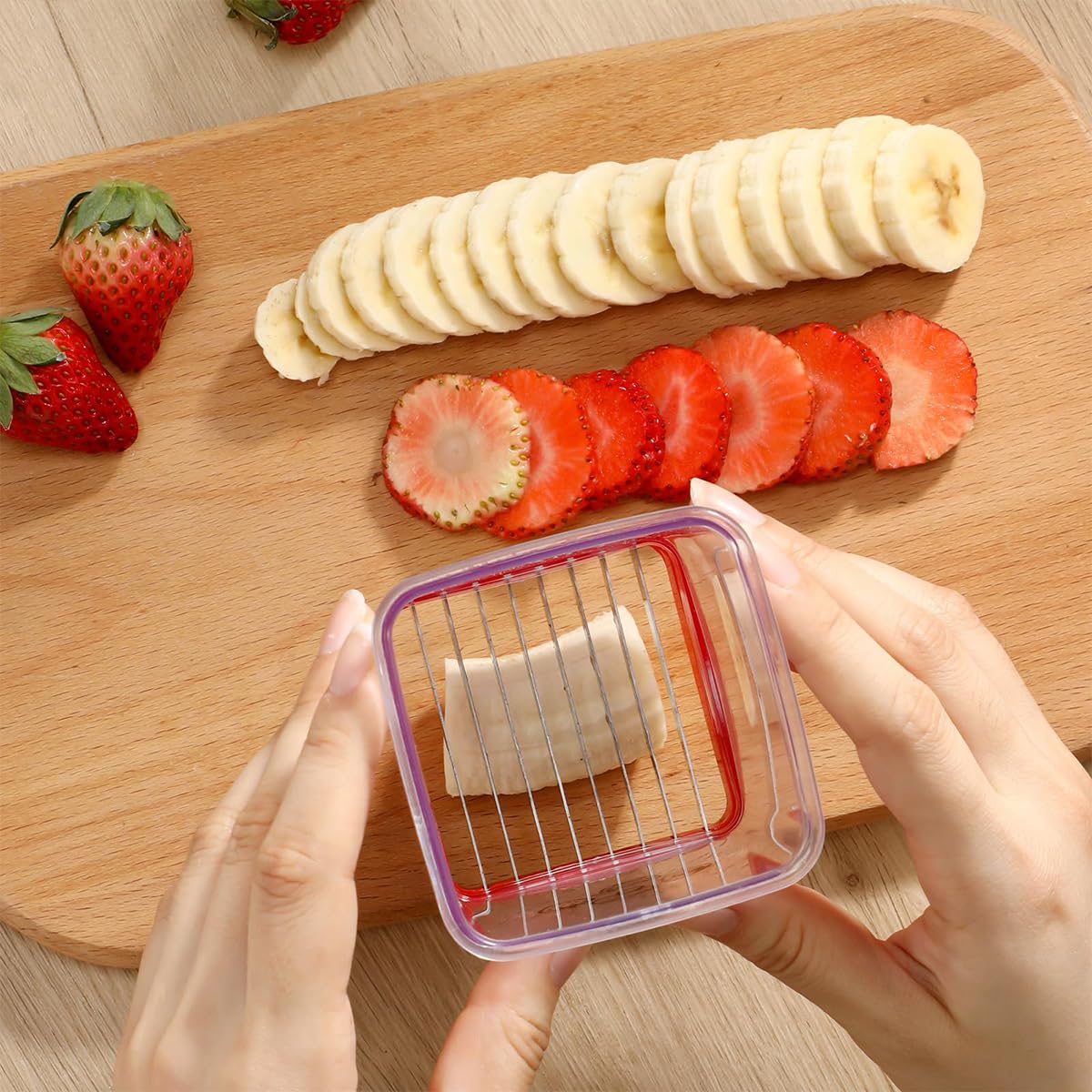 Supvox Fruit Slicer for Quick Fruit and Vegetable Cutting with Stainless Steel Blades | Portable Kitchen Slicing Tool