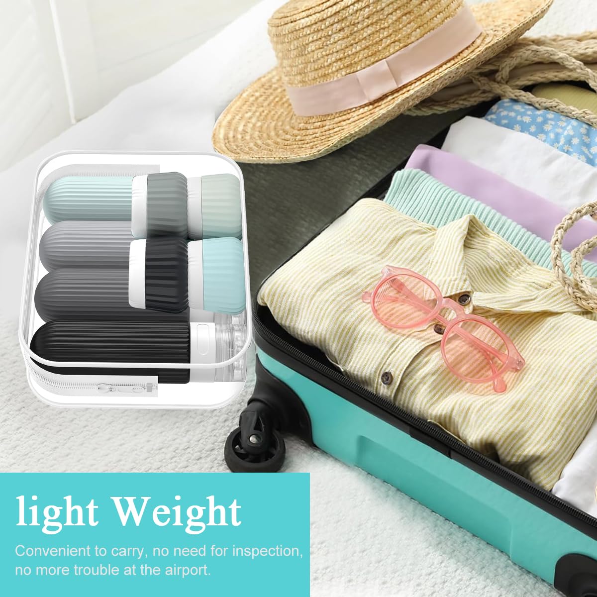 MAYCREATE Travel Bottles for Toiletries with Leakproof Flip Lid & 8pcs 90ml and 40ml Set | TSA Approved Silicone Containers