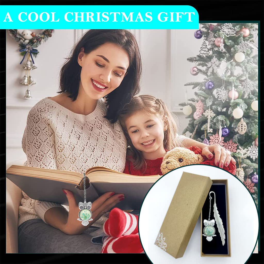 HASTHIP Metal Feather Bookmark for Reading with Glow in the Dark 3D Owl Design | 11.5cm Zinc Alloy Gift