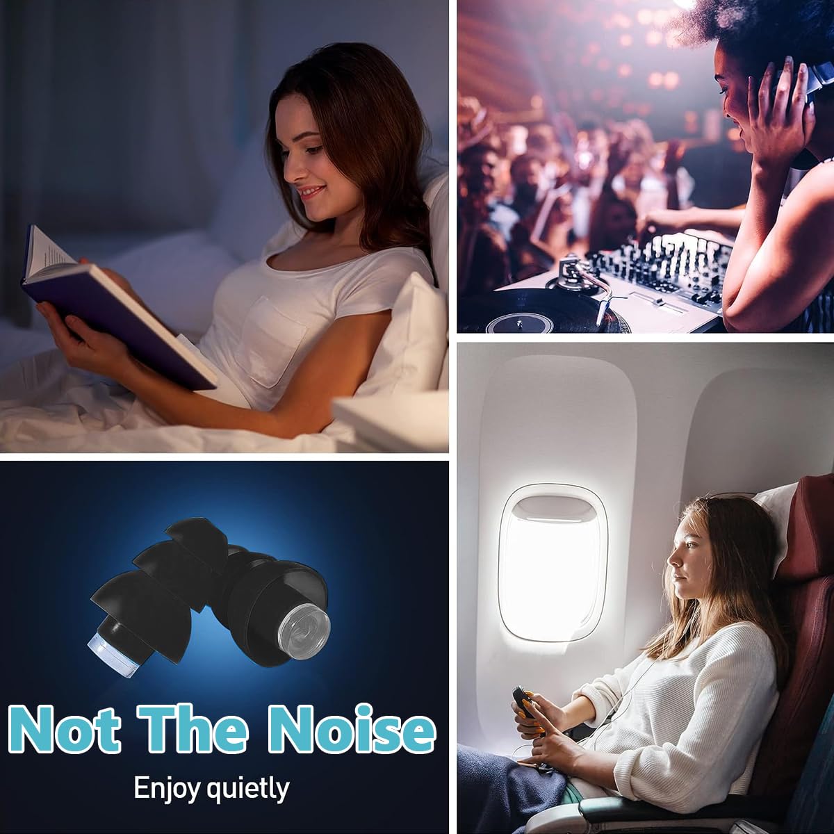 HANNEA Ear Plugs for Sleeping with Triple Layer Noise Reduction | 3 Pairs Soft Silicone Reusable Set