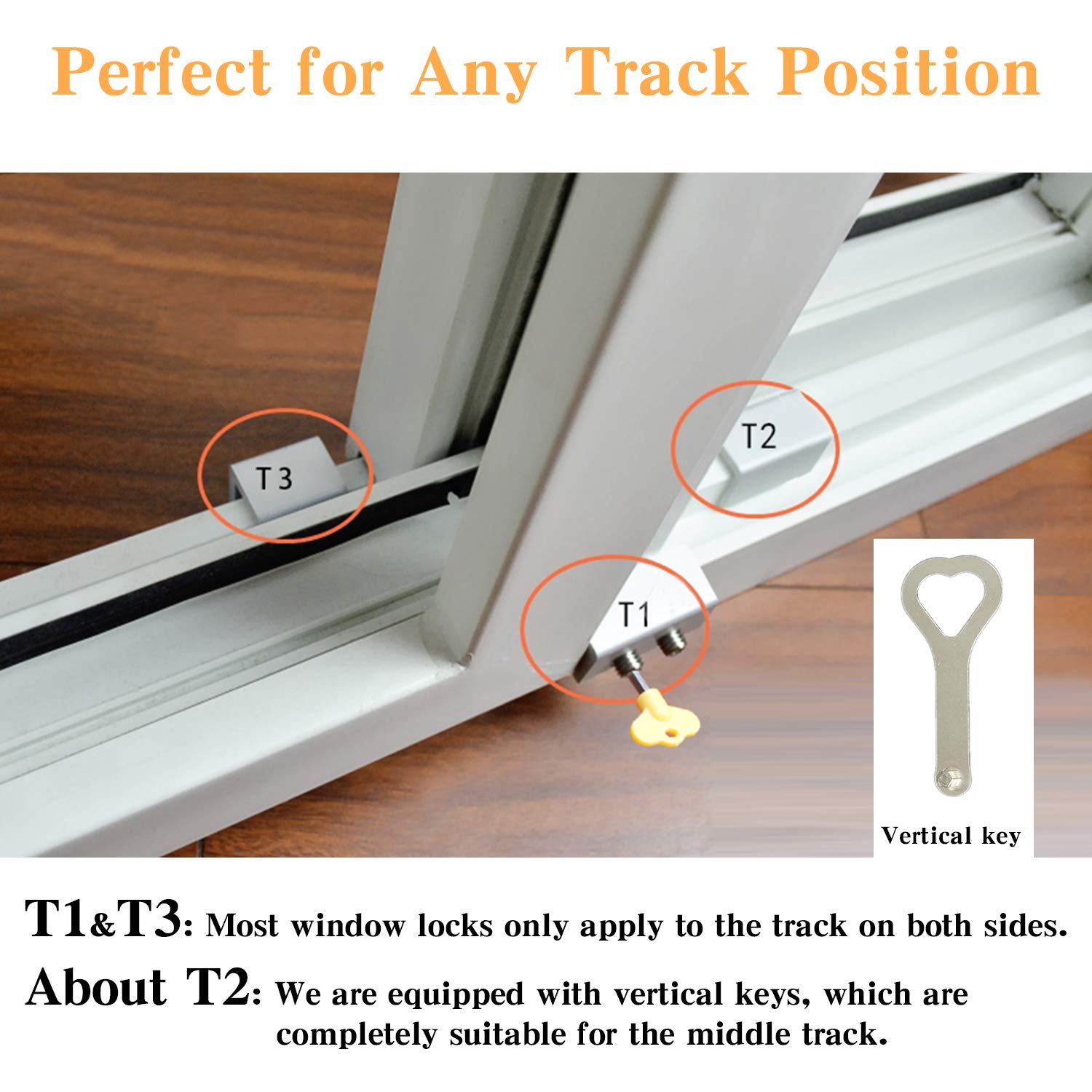 SNOWIE SOFT  4 Sets Sliding Window Locks, Baby Safety Lock, Security Window Lock Aluminum with Key, Window Stoppers for Slide Door, Adjustable Security Locks for Kids Room Hung Windows