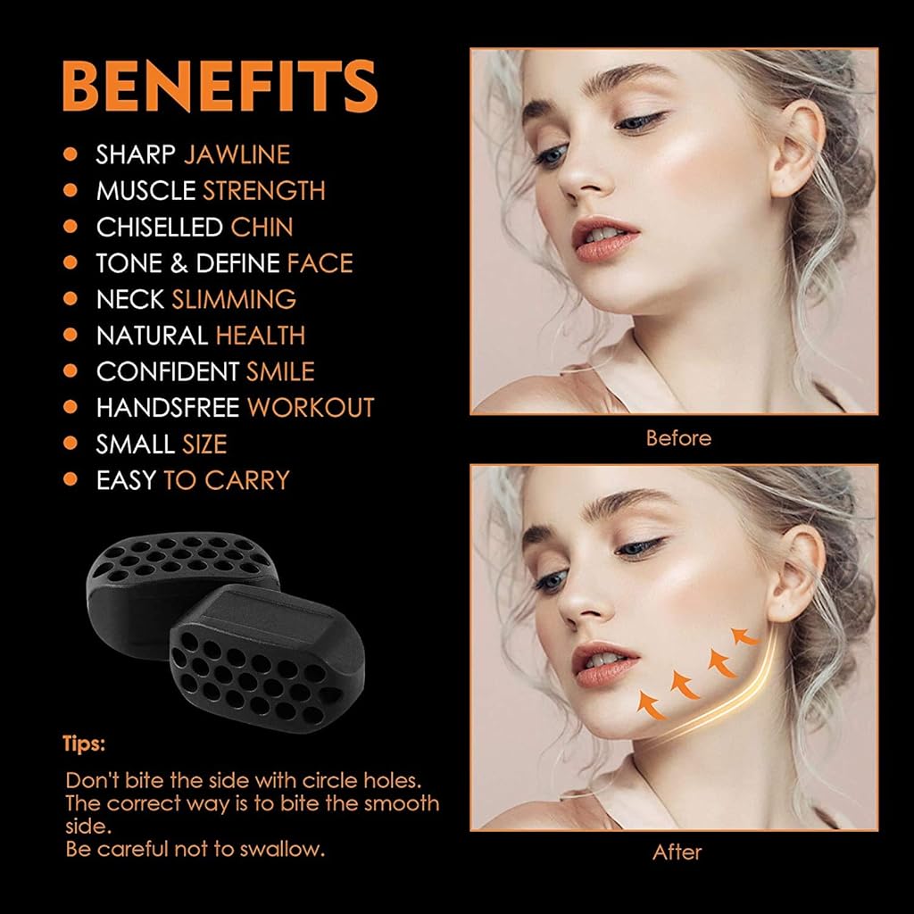 MAYCREATE® 6PCS Small Jawline Exerciser tool for Men& Women, Jaw Trainer Jawline shaper jaw Workout, Double Chin Reducer, Face Slimmer and Neck Toning, Define Your Jawline (Black)-4th Gen
