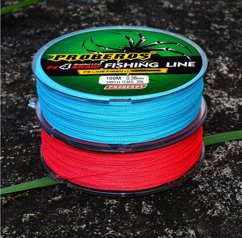 Proberos  Strong Durable 0.45mm 70LB 100M PE 4 Strands Monofilament Braided Fishing Line Angling Accessory (Green, Max Tension 31.7KG)