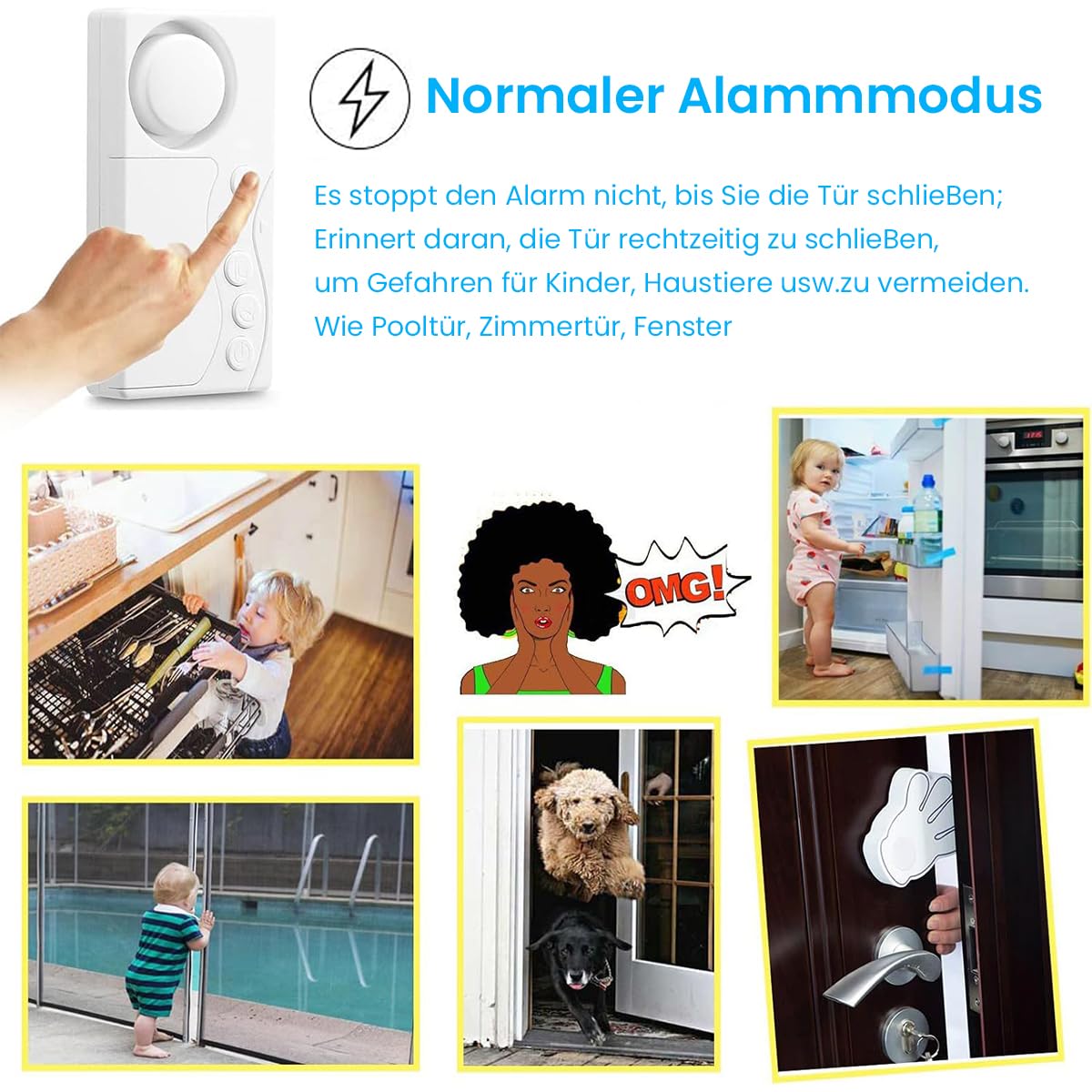 Serplex Door Alarm for Home Security with 108dB Loud Alert and Quick Response Sensor | Self Adhesive Design