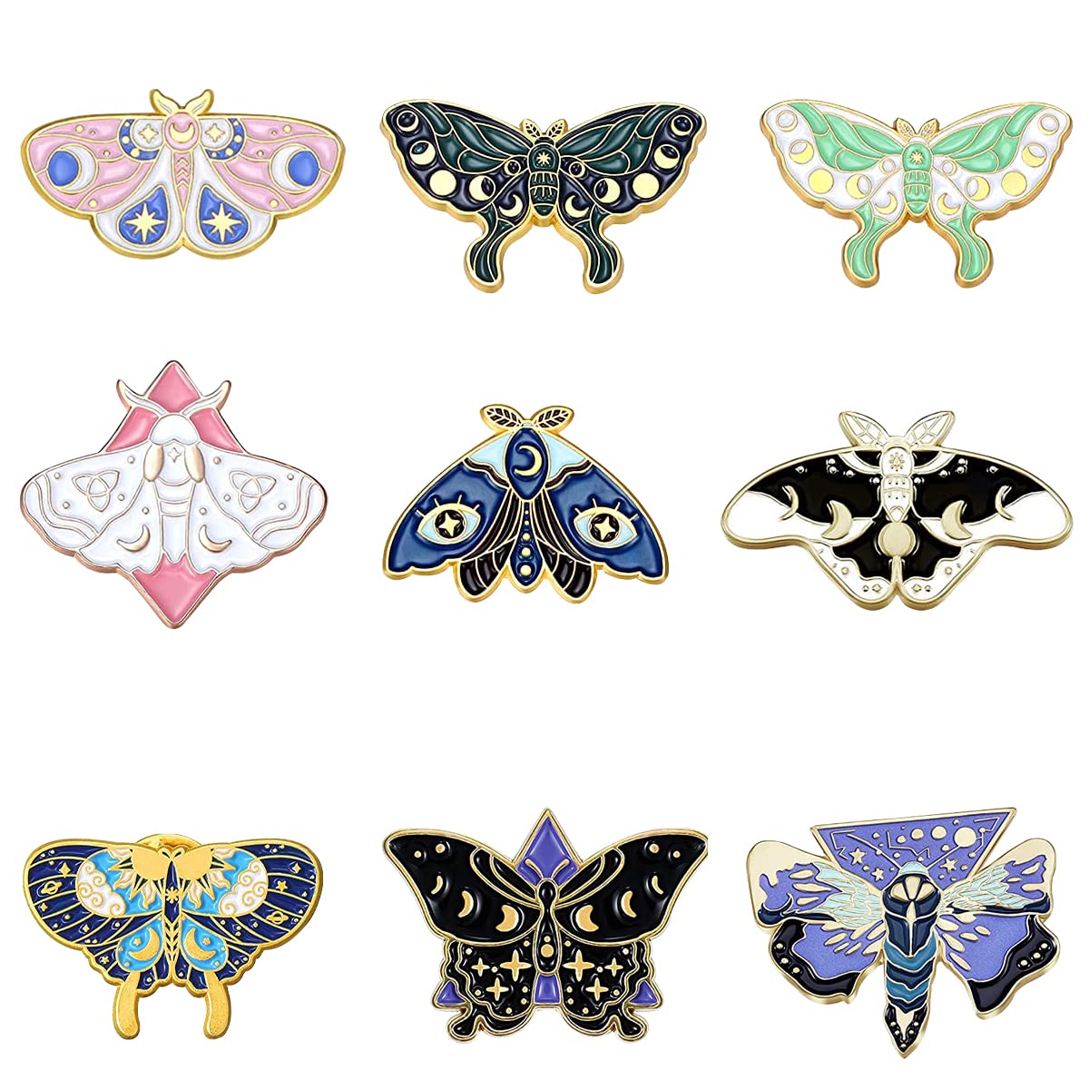 Venzina® 9pcs Cute Butterfly Enamel Brooch Pins Alloy Butterfly Brooches Brooch Pin for Clothes Scarf Backpack DIY Craft