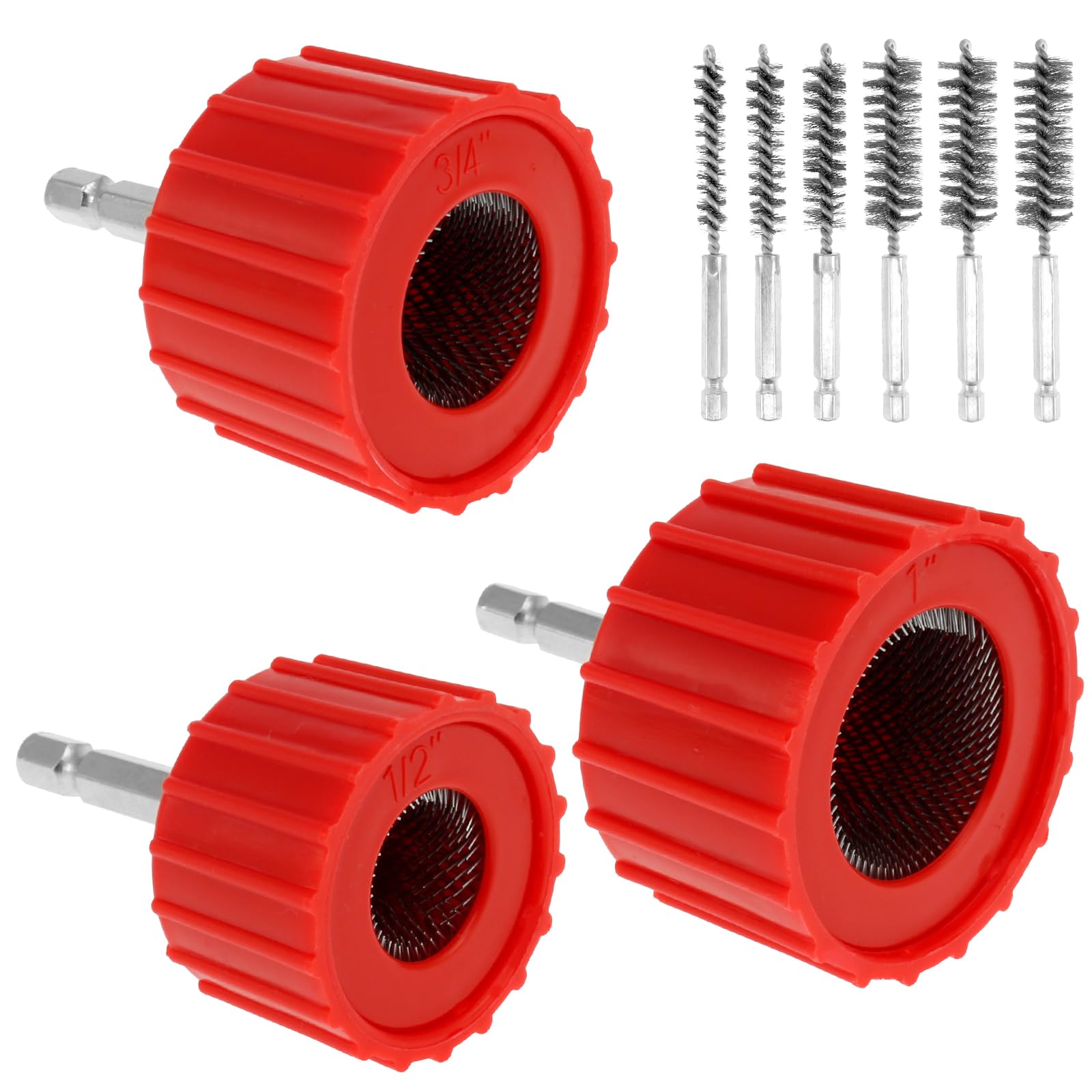 Serplex Copper Pipe Cleaner for Drill 9 Piece Set with Stainless Steel Wire Brush | Cleans Copper Bronze and Brass Tubes