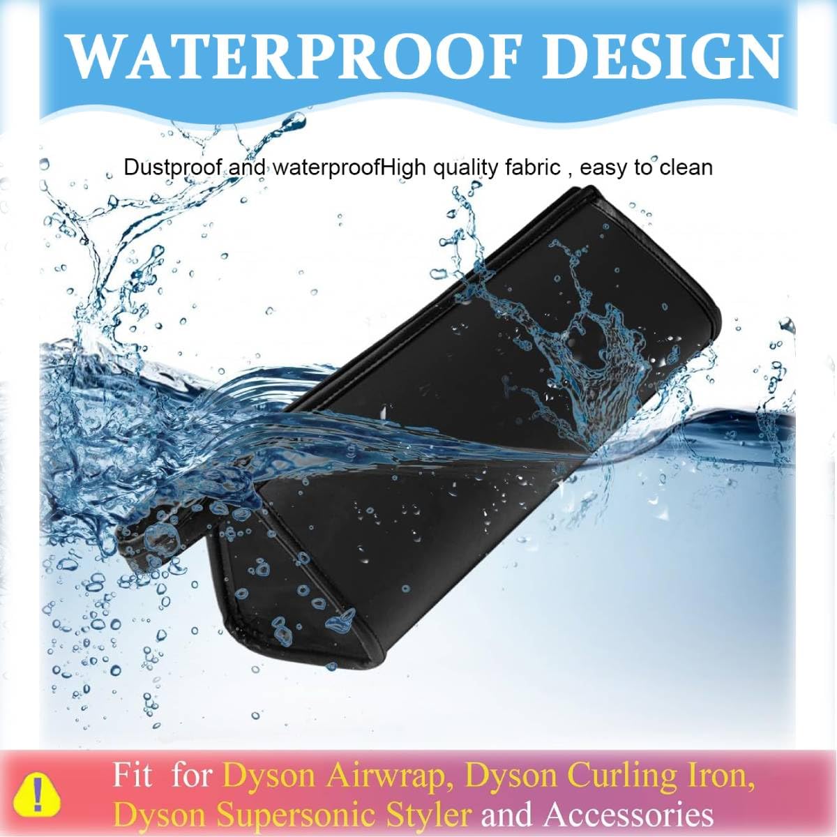 MAYCREATE Travel Case for Airwrap Styler and Supersonic Hair Dryer featuring 39.5×22 cm dual-compartment waterproof PU design | Black