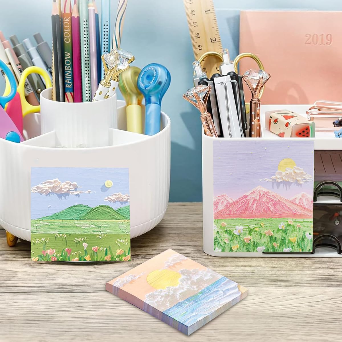 Climberty Sticky Notes for Office and School with Self Adhesive Backing 8 Pcs 640 Sheets | Aesthetic Oil Painting Set