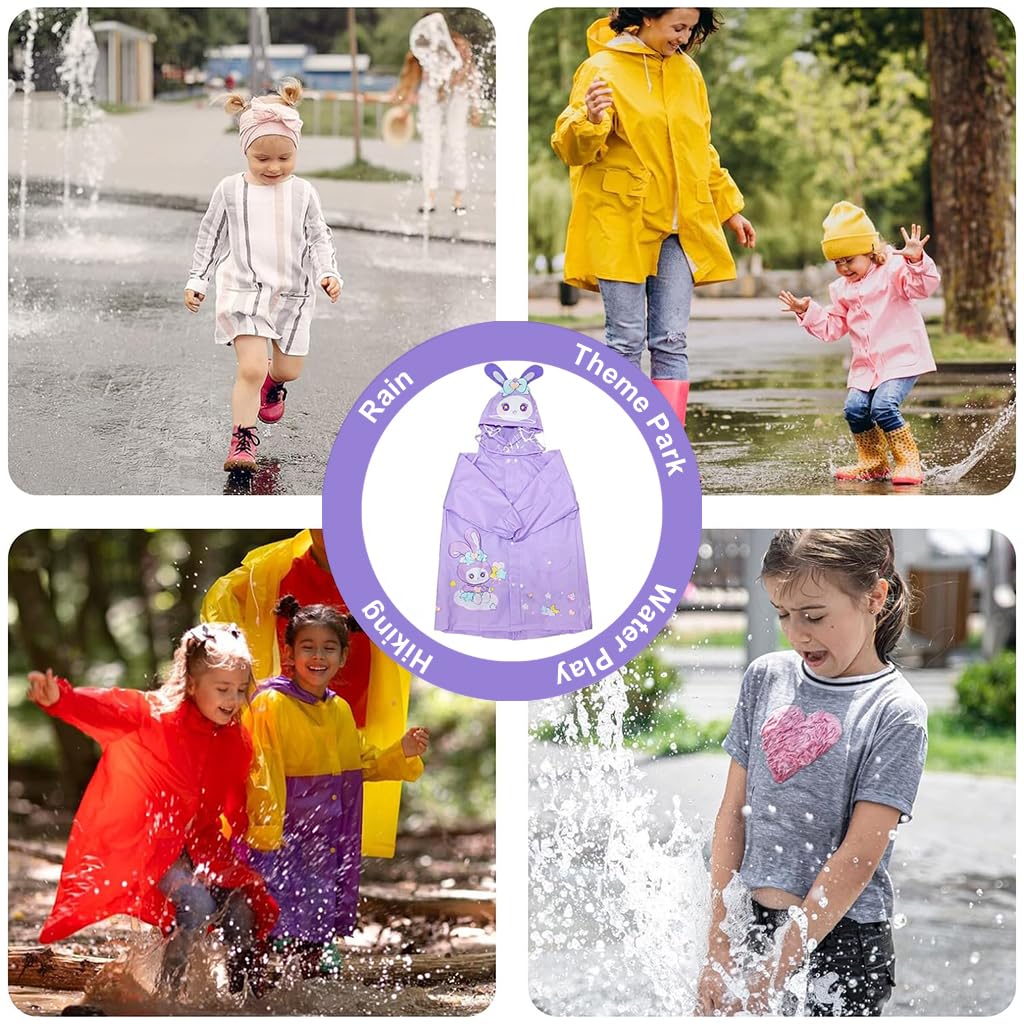 SNOWIE SOFT Hooded Raincoat for Kids 115–125cm with Wide Brim and Reflective Strip | EVA Waterproof Coat