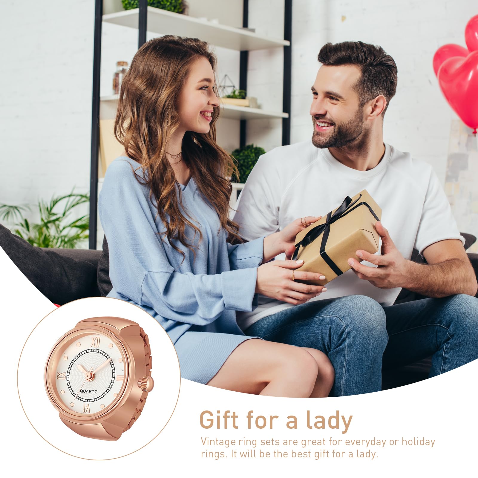 SANNIDHI Ring Watch for Women with Stretchy Band and 0.79–1.38 in Bezel | Rose Gold Gift