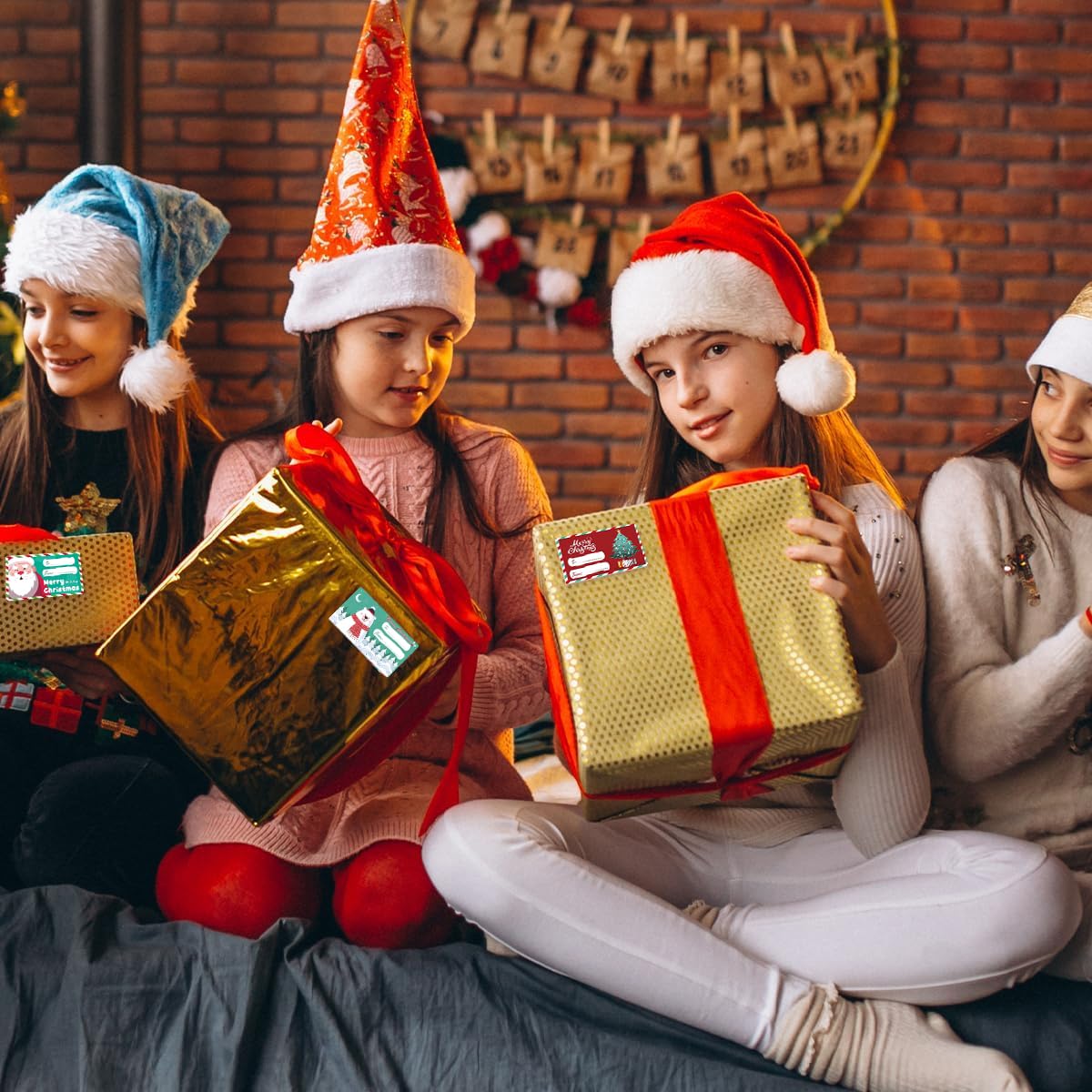 HASTHIP Christmas Gift Tags 500 pcs for Presents featuring Self Adhesive Design and 6 Patterns | To and From Stickers 2.95x1.6 in