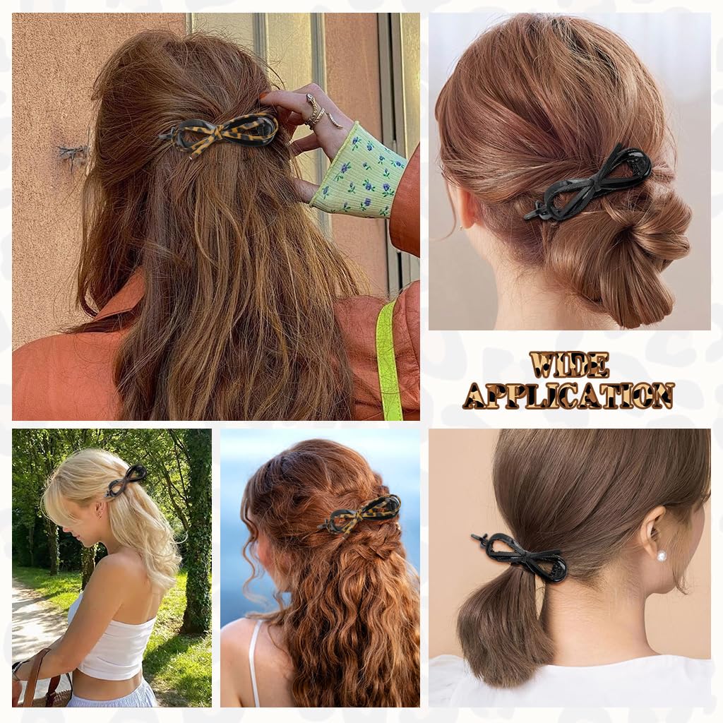 MAYCREATE Bow Hair Clips for Women with Strong Hold Acrylic Design | Set of 3 Styles
