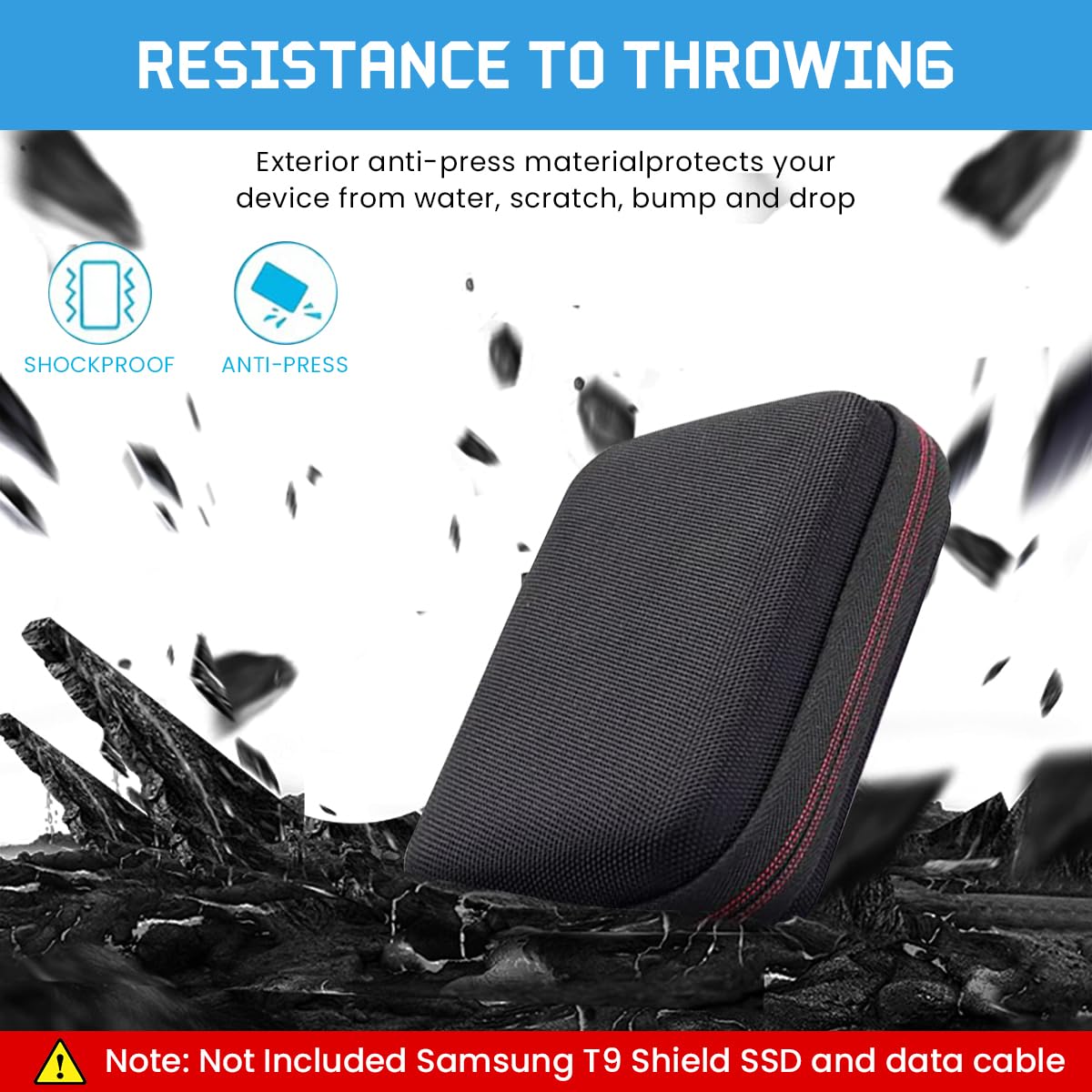 Zeitel Hard Carrying Case for Samsung T9 SSD featuring EVA Waterproof Shell | 2PCS Black