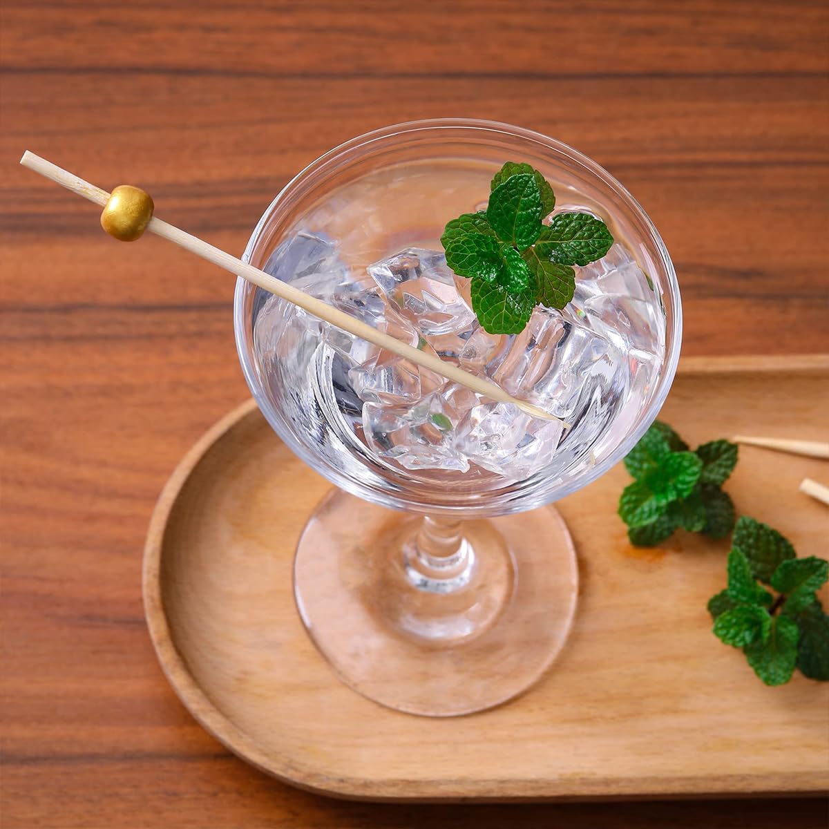 Supvox Fruit Picks for Parties and Appetizers featuring Golden Bead Design | 100 pcs 4.7 in Bamboo