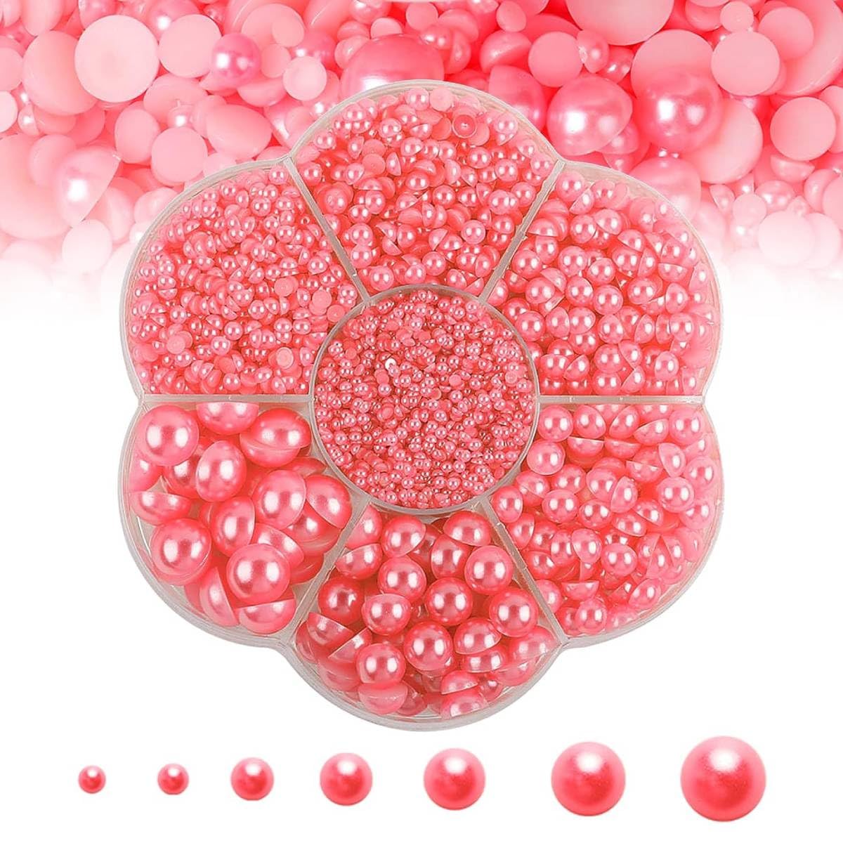 MAYCREATE Crafts Beads for DIY Art Projects featuring 5800pcs 7 Sizes Pink Flat Back Resin | Jewelry and Nail Decoration