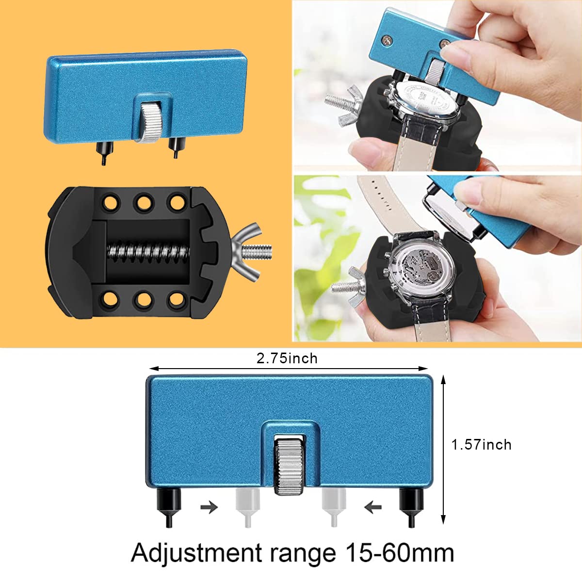 Serplex Watch Repair Tool Kit for Battery and Band Replacement | 20 pcs Set with Adjustable Case Holder up to 50 mm