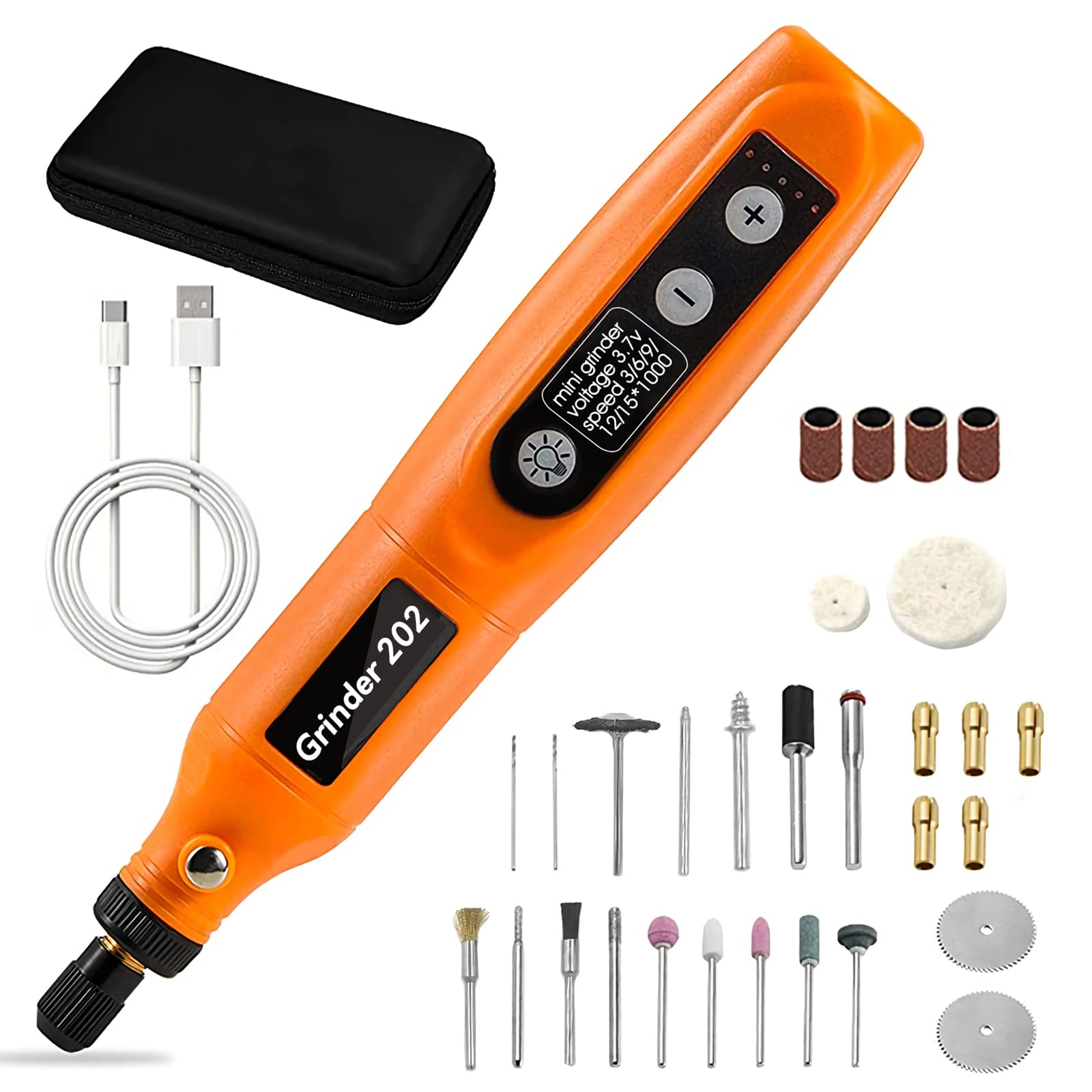 HASTHIP Electric Cordless Rotary Tool,3.7V Mini Rotary Tool Kit for Handicraft with 55pcs Sanding Accessories,3 Rotating Speed Adjustable,USB Charging Power Rotary Tool for Sanding,Polishing