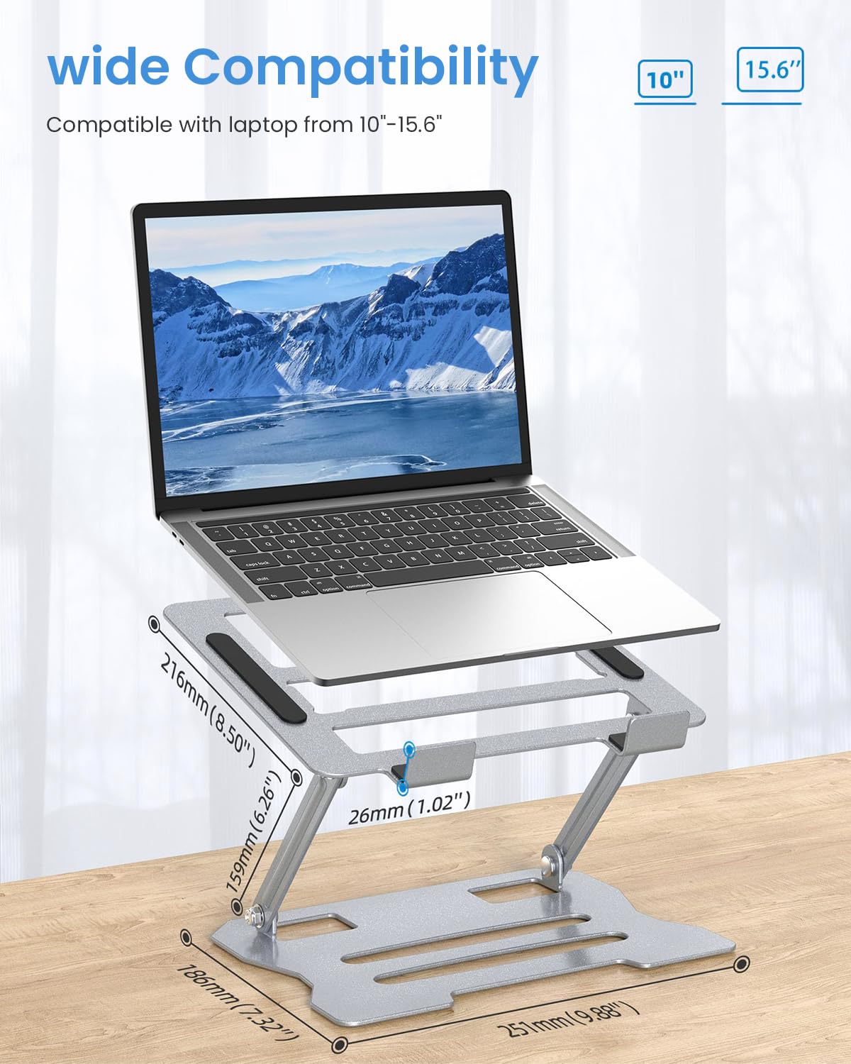 ZORBES Laptop Stand for 11–17.3 inch Devices with Adjustable Tilt and Aluminum Body | Foldable Riser for Desk and Travel