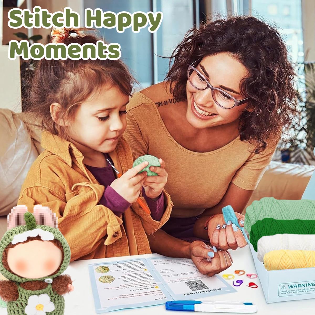 Fancyku DIY Crochet Kit for 4 Inch and 6 Inch Figures with Step by Step Guide | Cartoon Dinosaur Jumpsuit Craft Set