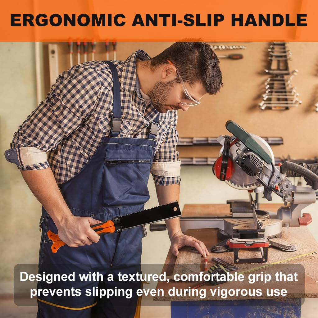 HASTHIP Hand Saw for Wood and PVC Crafts with 37cm SK5 Double Sided Blade | Folding Handle