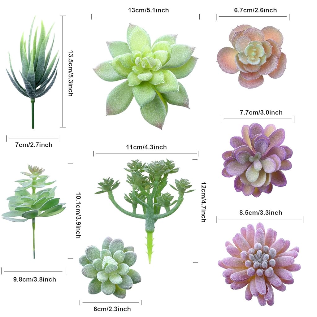 HASTHIP® 16PCS Artificial Plants for Home Decor Flowers Garden Decoration Items Fake Textured Succulent Indoor Outdoor Floral Arrangement DIY Landscape Decorations