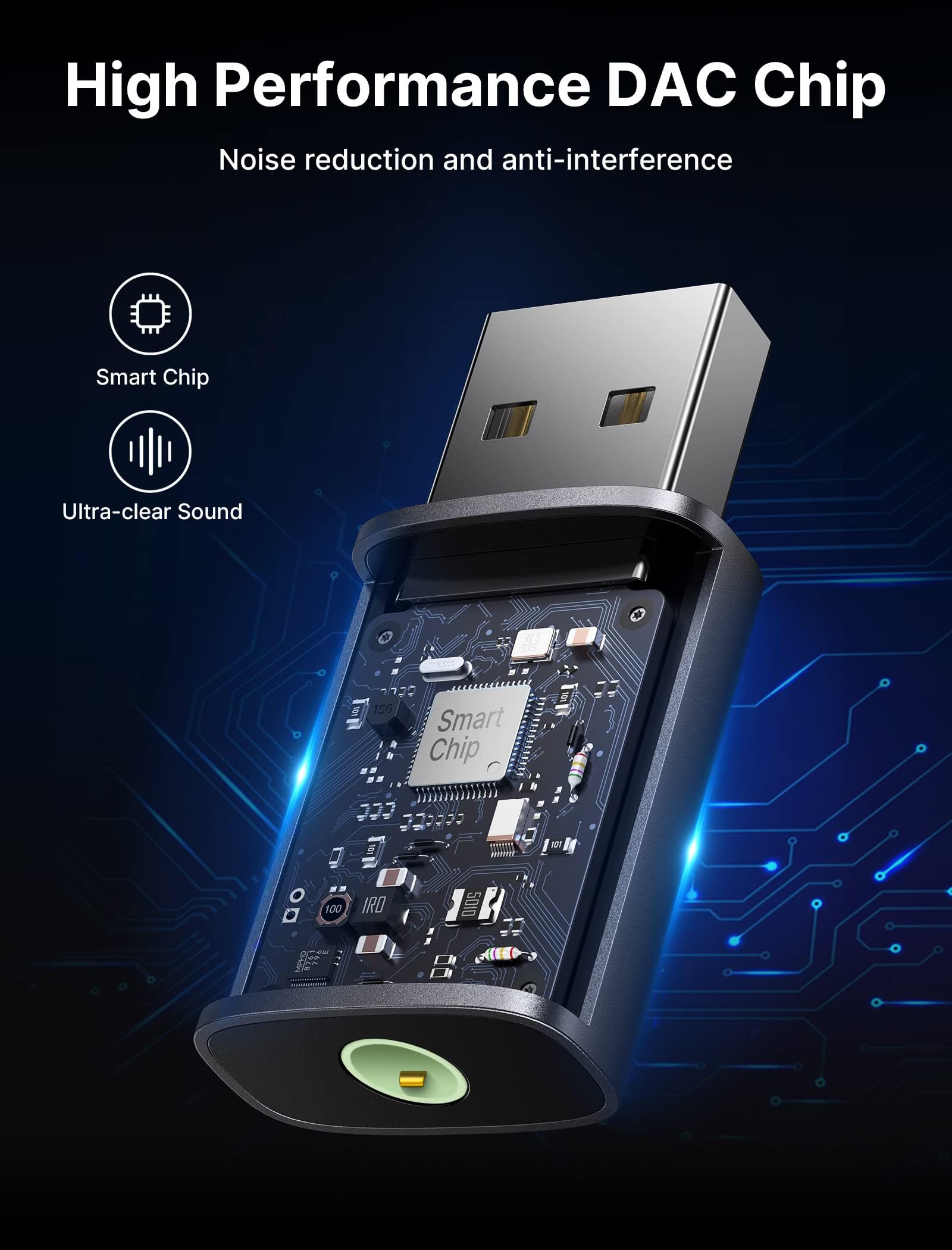 JSAUX USB Sound Card for PC and Laptop with Advanced Audio Chip | 2 Pack Plug and Play Adapter