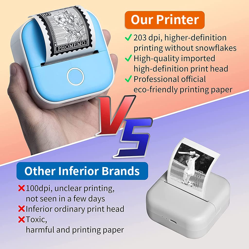 Zeitel Mini Pocket Printer for Home and Office with 1000mAh Battery | Bluetooth App Control