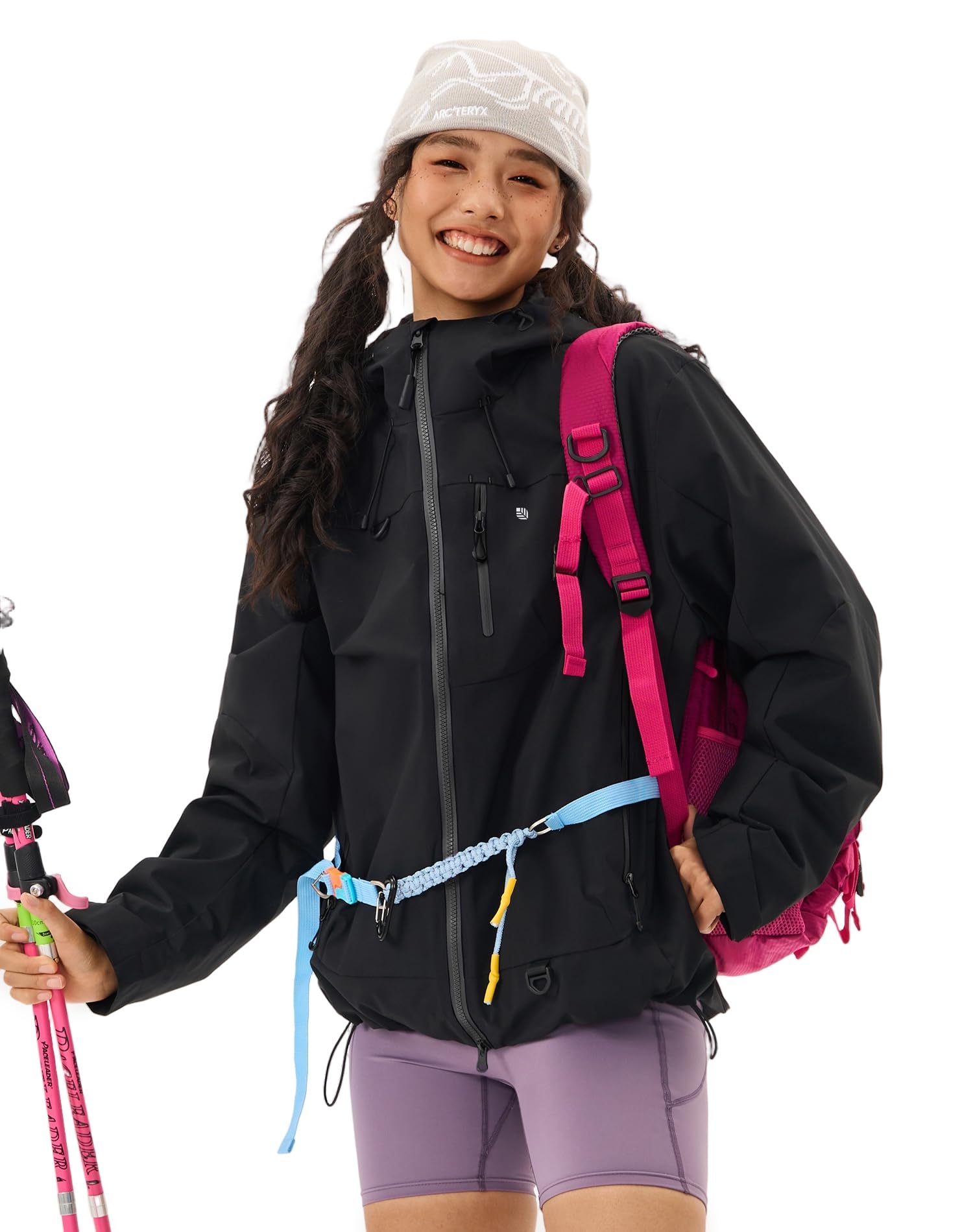 Venzina Womens Waterproof Jacket for Daily Commute and Travel featuring Color Block Design | Breathable Windproof Fit in Black M