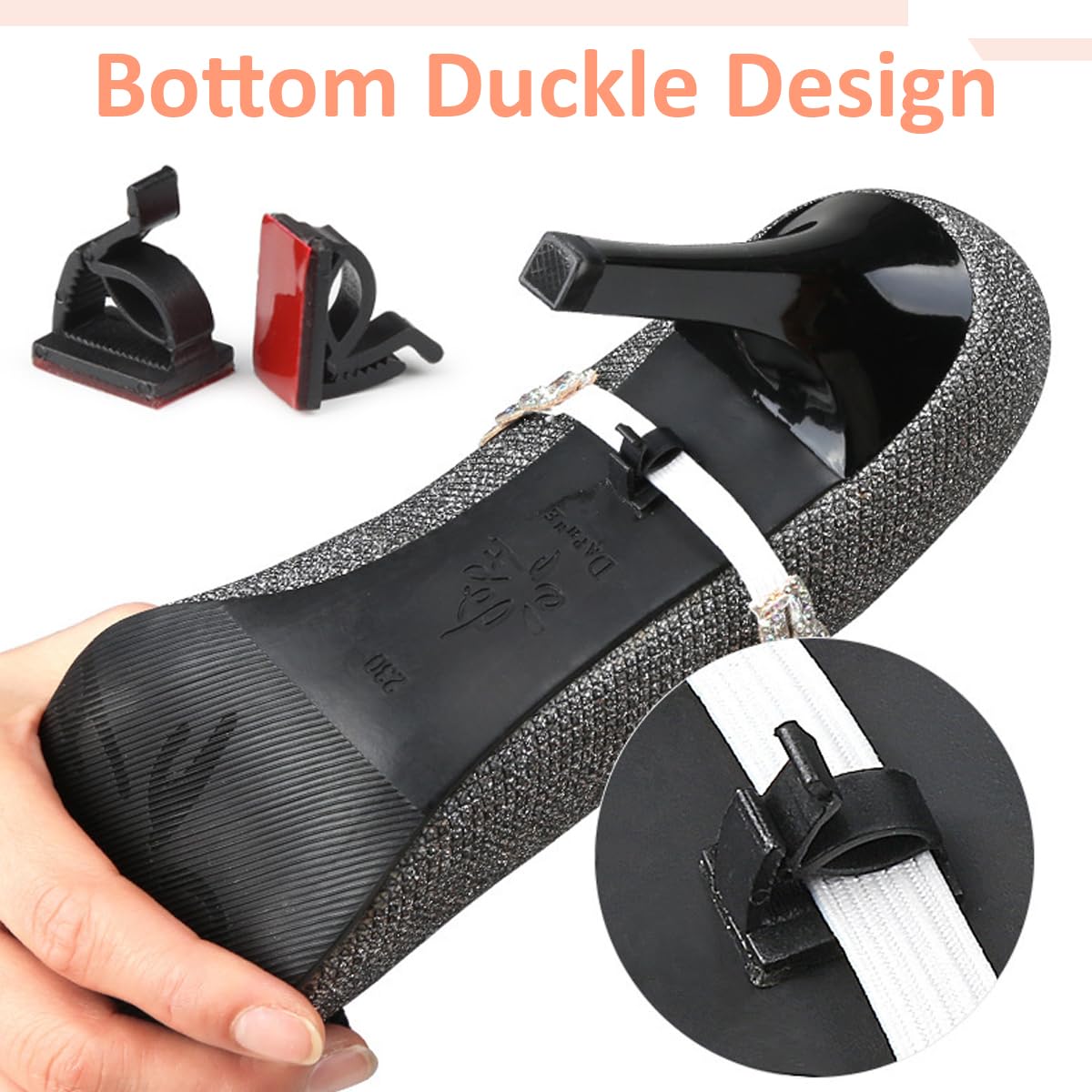 PALAY Shoe Straps for Heels with Elastic Anti Slip Design featuring Rhinestone Band | 2 Pcs