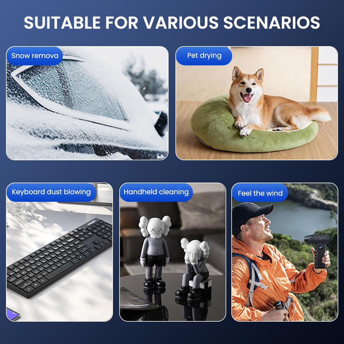 ZORBES Turbo Blower for Car and Computer Cleaning with 130000 RPM Motor & LCD Display | Cordless Air Duster Featuring LED Light