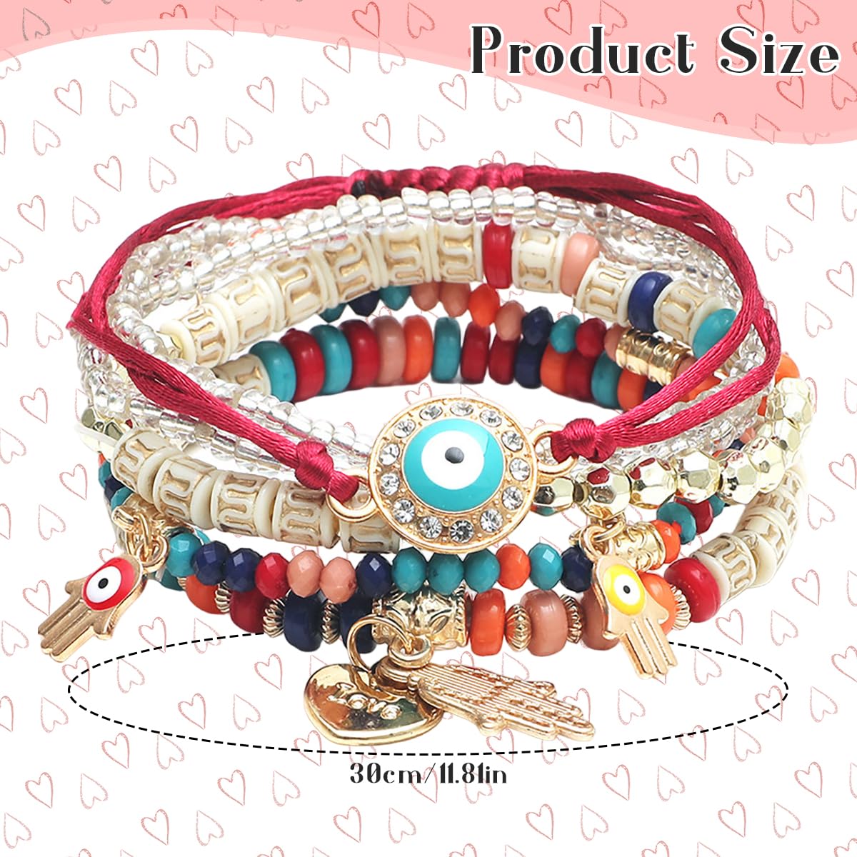 SANNIDHI Boho Evil Eye Bracelet Set for Brother with 6 Layered Beaded Charms | Multicolor Stackable Gift for Women and Girls