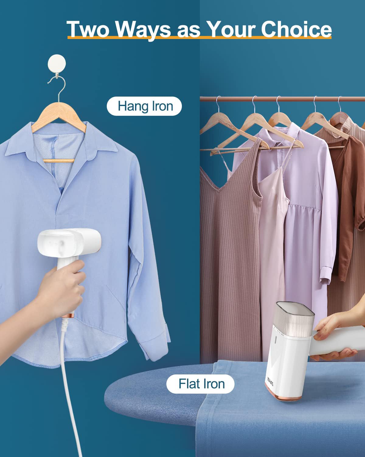 Supvox Handheld Garment Steamer for Clothes with 1200W 20s Fast Heat-Up and 360° Leak Proof | Travel Foldable Steam Iron