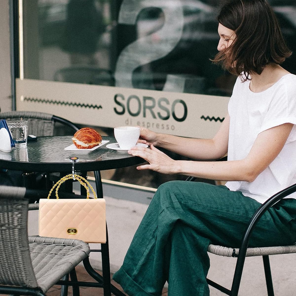 HASTHIP Desk Bag Hanger for Table and Office with Folding Ring Hook | 3Pcs Aluminum Alloy Set