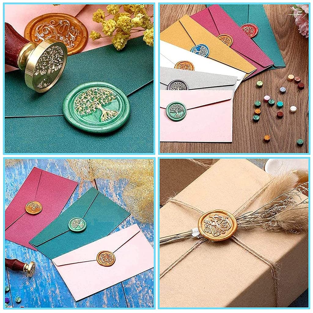 HASTHIP Wax Seal Kit for Envelopes and Invitations with Hollow Warmer 3.5×3.8cm | Rose Gold