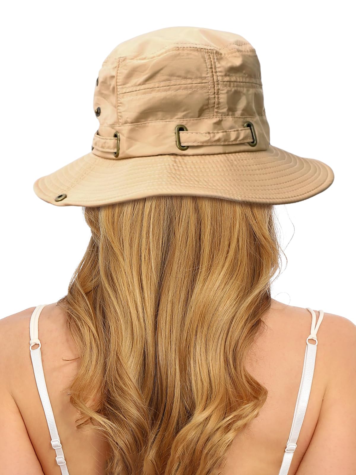 Zibuyu Sun Hat for Women with 8cm Wide Brim and Flip Up Design in Khaki | UV50+ Protection