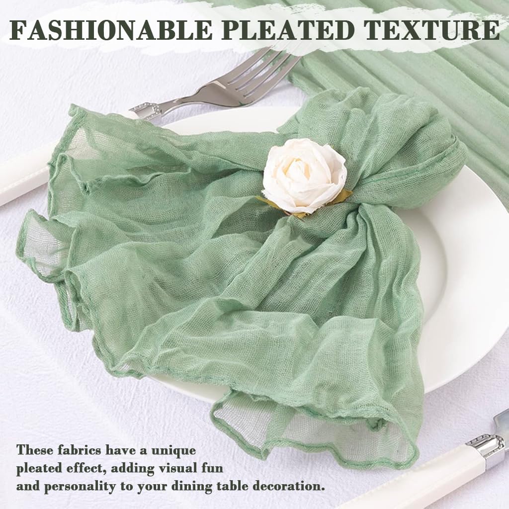 HASTHIP Decorative Fabric Squares for Dining Table with Wrinkled Texture and Mint Green Silk-Like Material 50x50cm Pack of 6