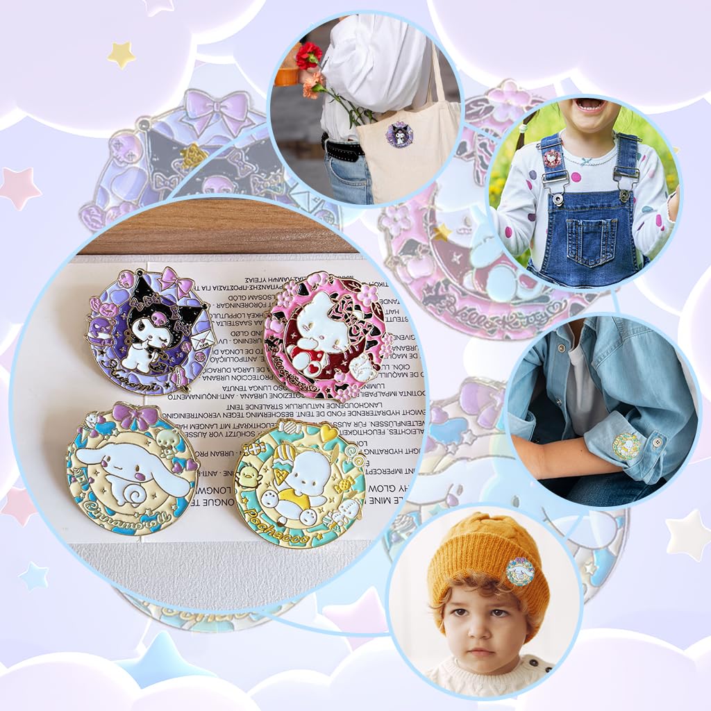 SANNIDHI Kawaii Brooches 4Pcs for Bags featuring Cartoon Designs | Cute Gift for Girls
