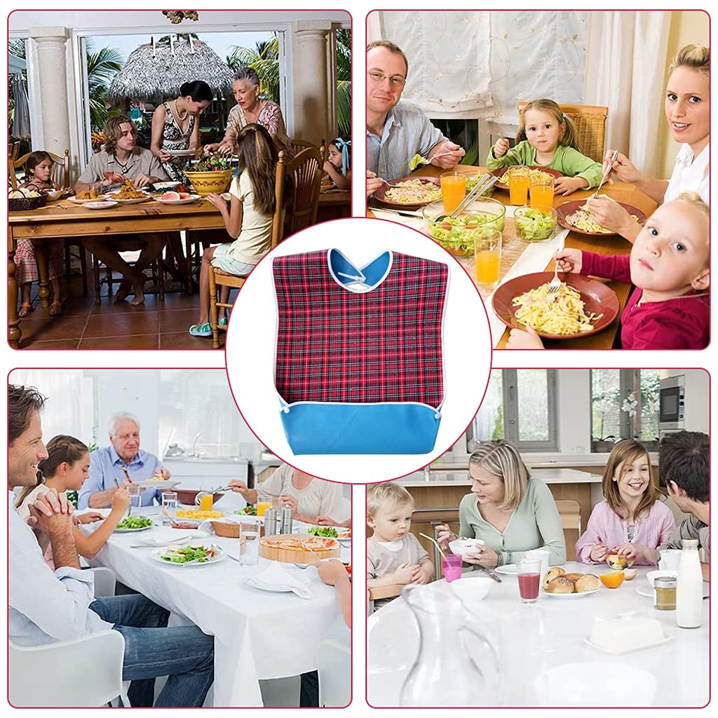 HASTHIP® Adult Bibs,Adult The Eldly Bib Adult Washable Dining Bibs for Elderly Mealtime Bib Elderly Disabled Aid Apron Red