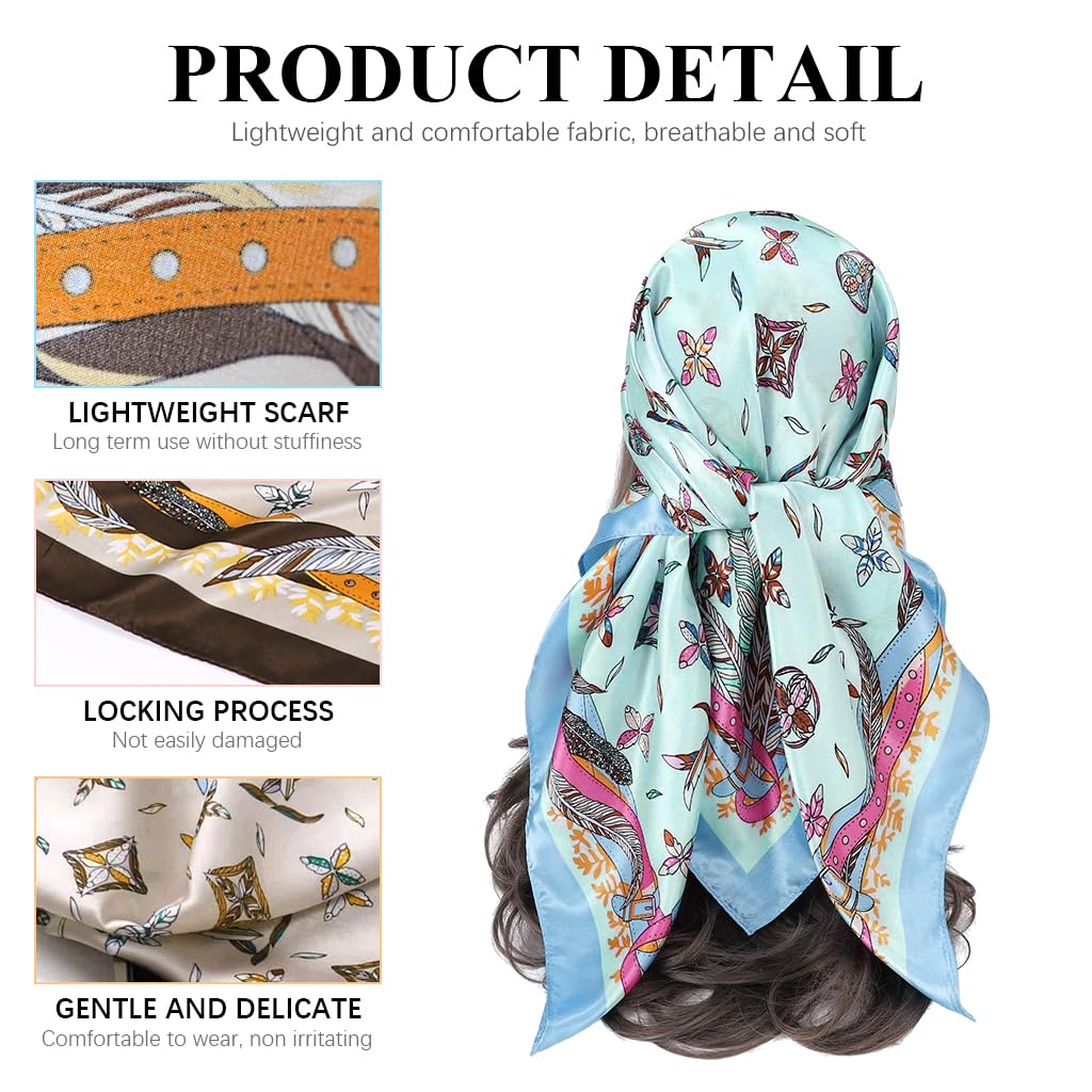 SANNIDHI Silk Head Scarf for Women featuring 35 in Square Ice Silk Satin | Elegant Summer Neck Wear
