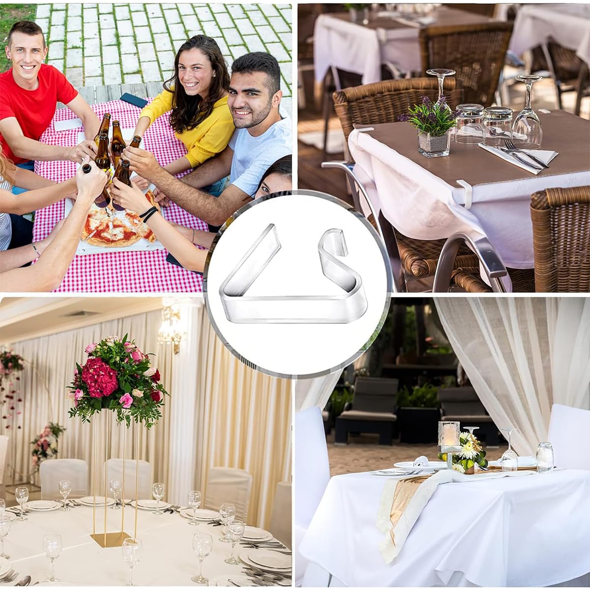Supvox 8-Pack Clear Tablecloth Clips, Heavy-Duty Non-Slip Table Cloth Clamps, Windproof Outdoor & Indoor Use, Suitable for 35-55mm Thick Tables, Perfect for Parties, Picnics & Weddings