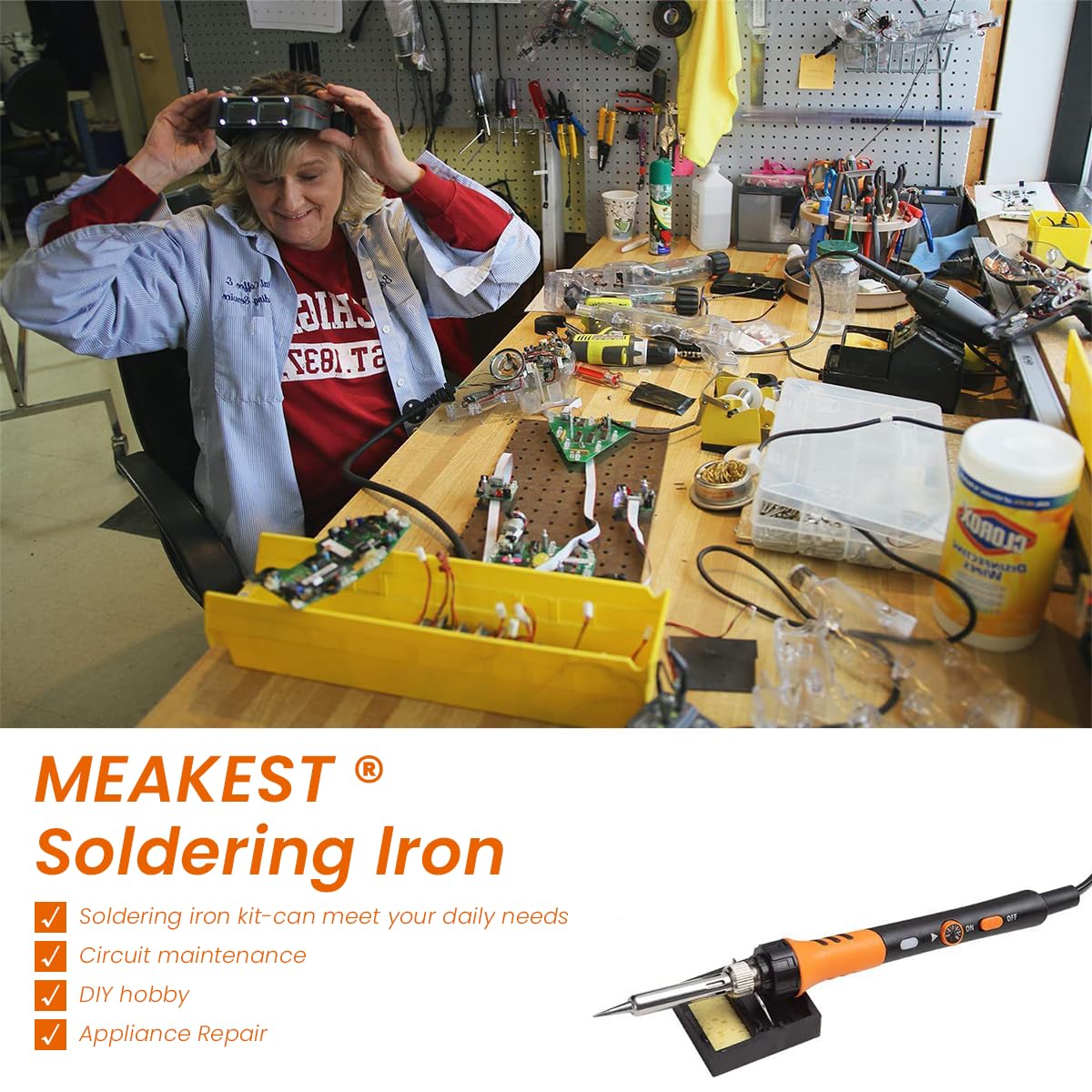 Serplex Soldering Iron Kit for Electronics Repair with 60W Power and 5 Tips | Adjustable 200-450°C