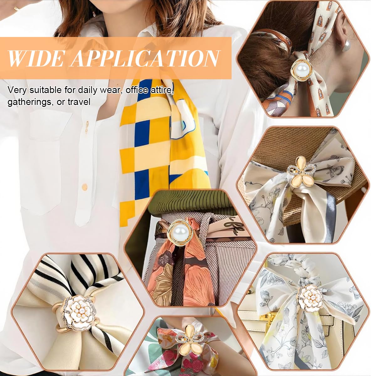 SANNIDHI Scarf Rings Buckle and Slides for Women Scarves and T Shirt Ties Clip Gold