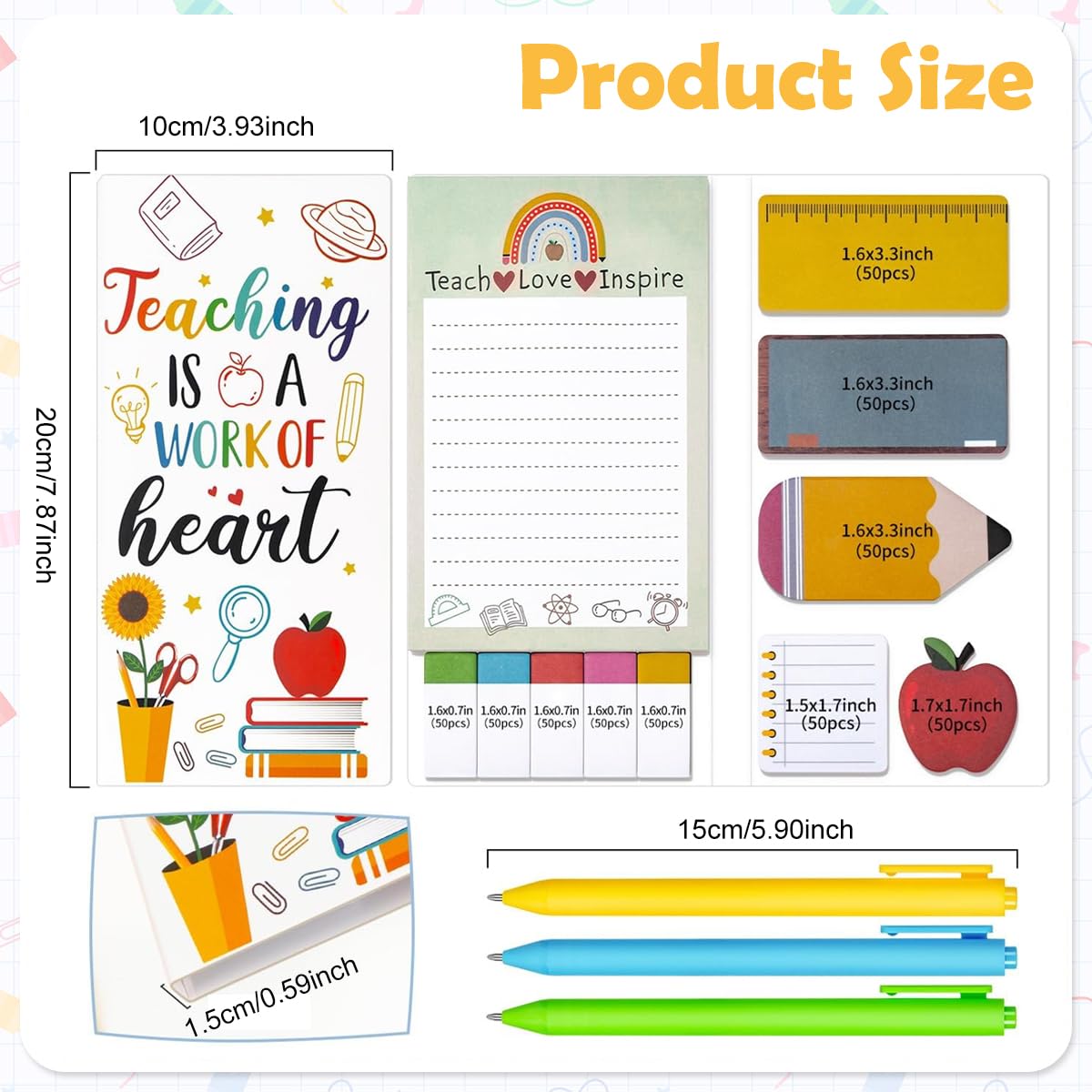 Climberty Teacher Gift Set with 3 Ballpoint Click Pens and Creative Convenience Notes | Appreciation Gift for Beloved Educators