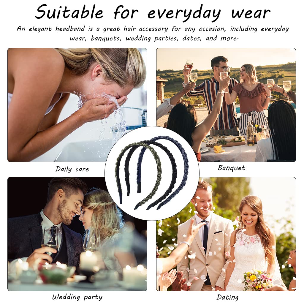 MAYCREATE Hair Hoop Set for Daily Wear featuring 3 Braided Beaded Designs | Women Gift