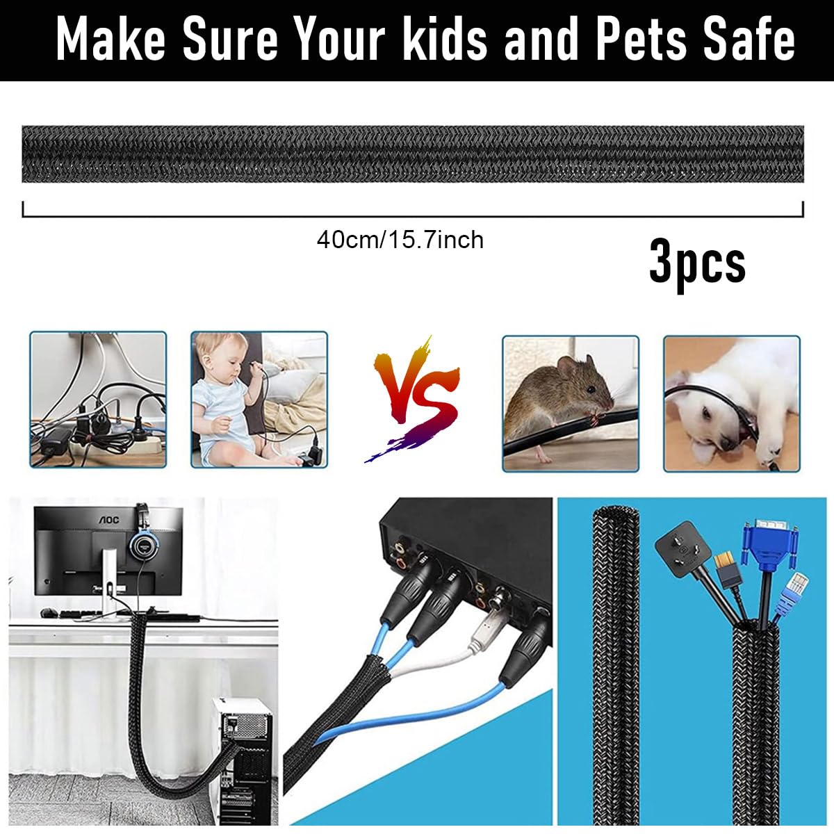 HASTHIP Cable Management Clip Set for Home and Office with 32 Pieces & Self-Adhesive Holders