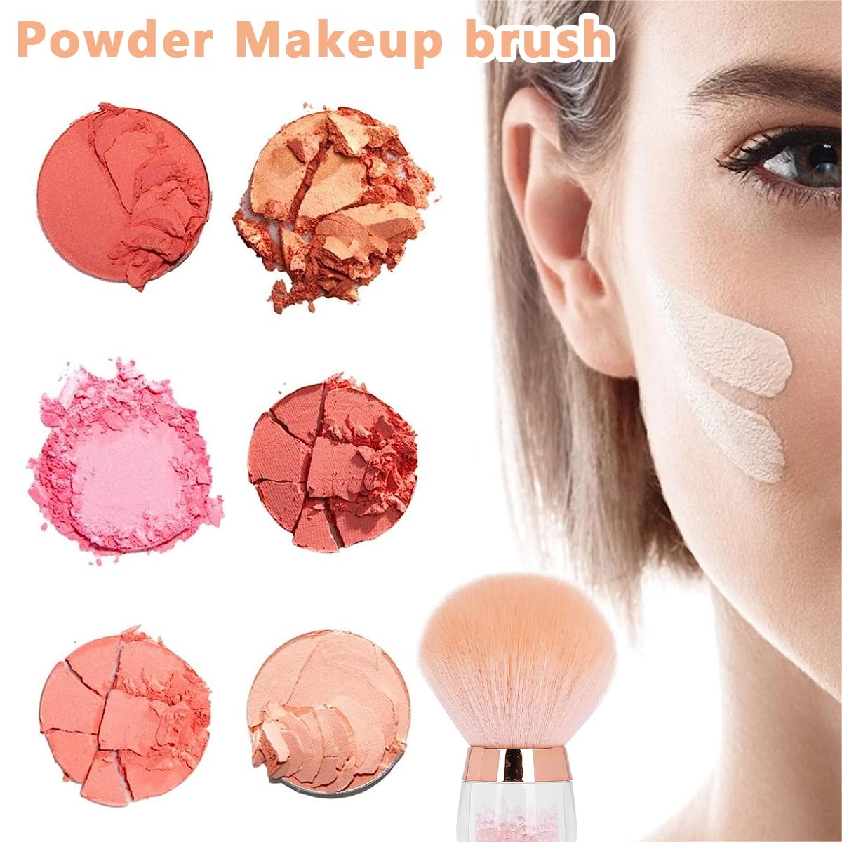 Venzina Large Powder Brush for Makeup with Bendable Handle and Stand‑Up Fluffy Design