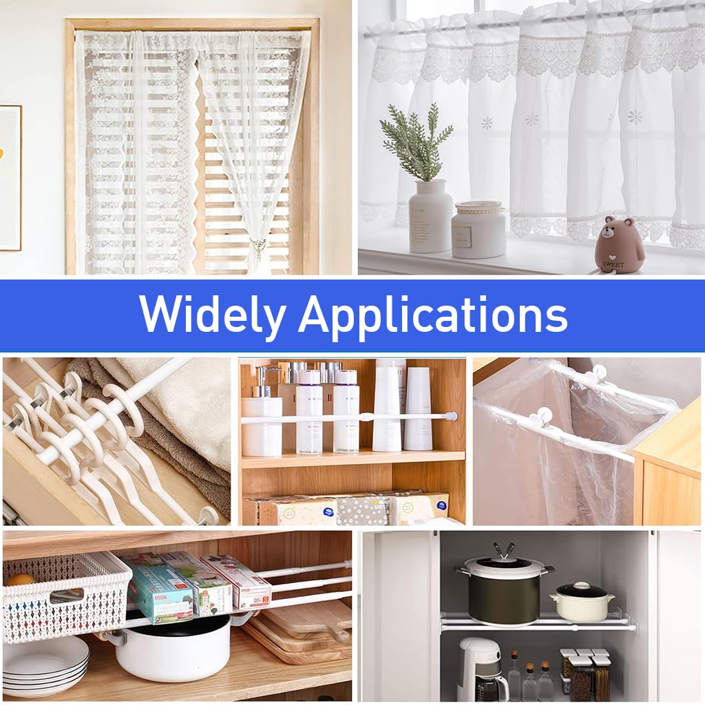 HASTHIP Retractable Curtain Rod for Window and Wardrobe featuring 16.9–27.5 in Length | 30 mm Metal Tension Design