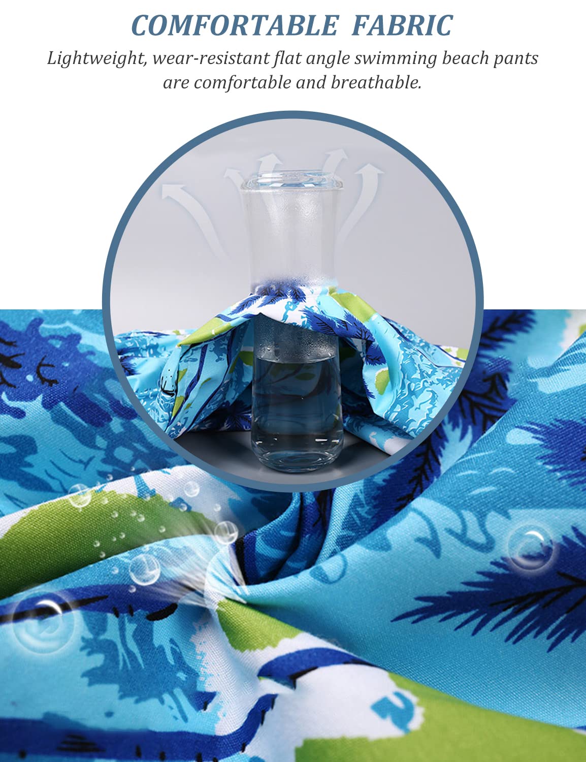 GUSTAVE Swimming Trunks for Men featuring Quick Dry Fabric and Adjustable Waistband | Coconut Tree Print Knee Length Shorts Size XXL for 65–75kg