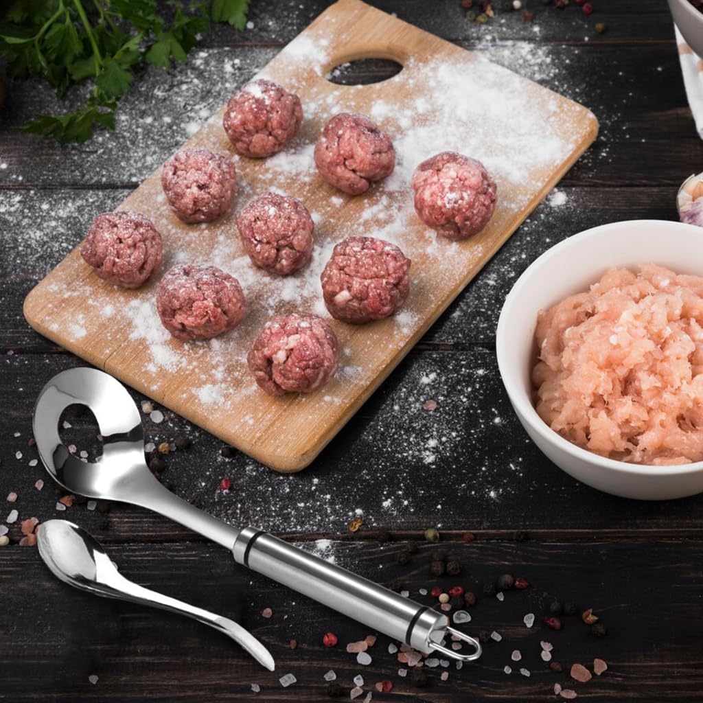 Supvox Meatball Maker Spoon Set for Uniform Meatballs with Hollow-Out Scoop | 2Pcs 304 Stainless Steel Kitchen Tool