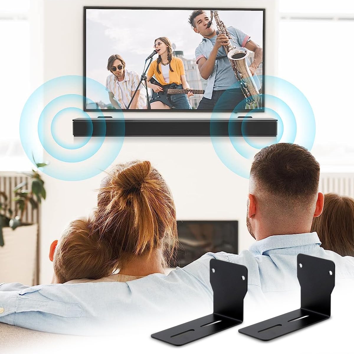 HASTHIP Sound Bar Wall Mount for Home Theater | Dual Bracket with 30 lb Capacity and 3.5 in Steel Holders